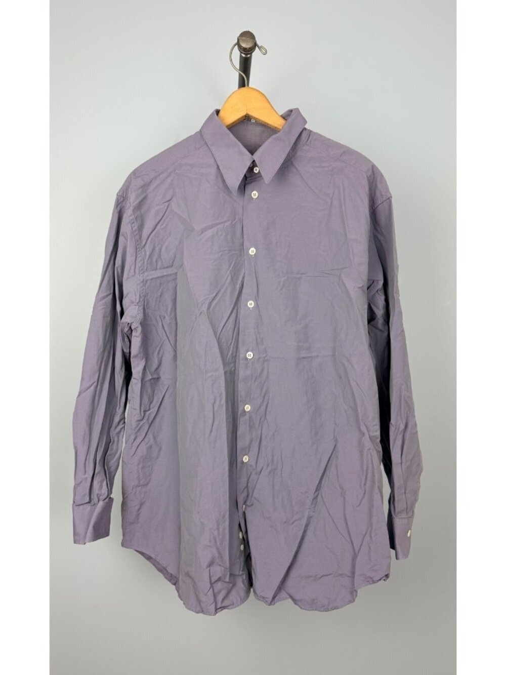 Giorgio Armani Mens Purple Button-Up Shirt 100% Cotton Made In Italy Size 17/43